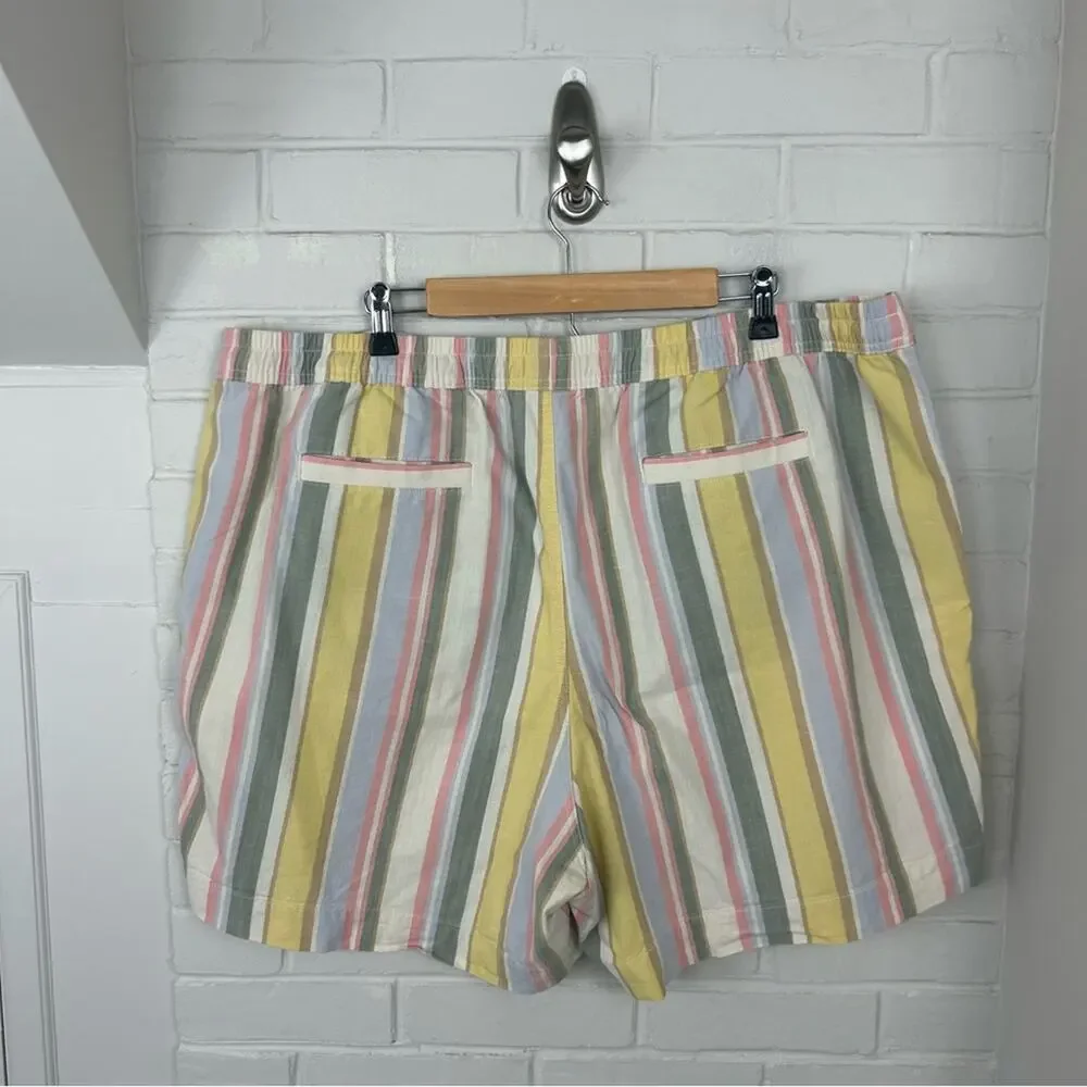 L.L.Bean Plus Size Women's Lakewashed Dock Shorts, Mid-Rise Stripe Size 20W